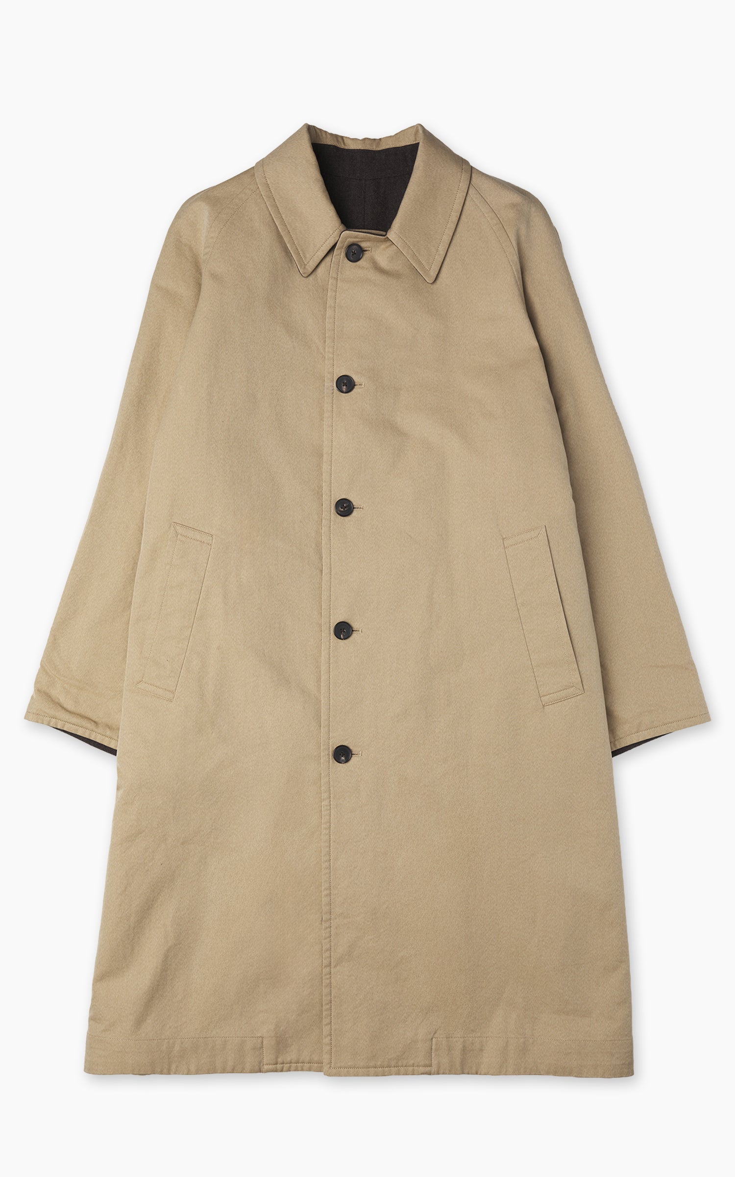 Kaptain Sunshine Umbrella Coat Cotton Mock Twist Khaki