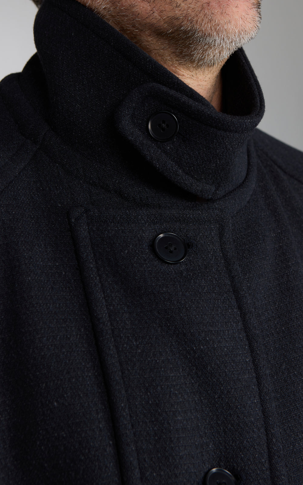Kaptain Sunshine Stand Collar Coat Double Cloth Melton Charcoal