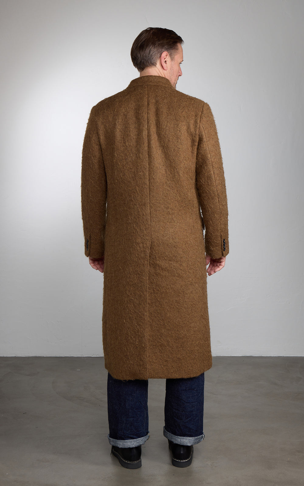 Kaptain Sunshine Double-Breasted Coat Napping Wool Cloth Top Khaki