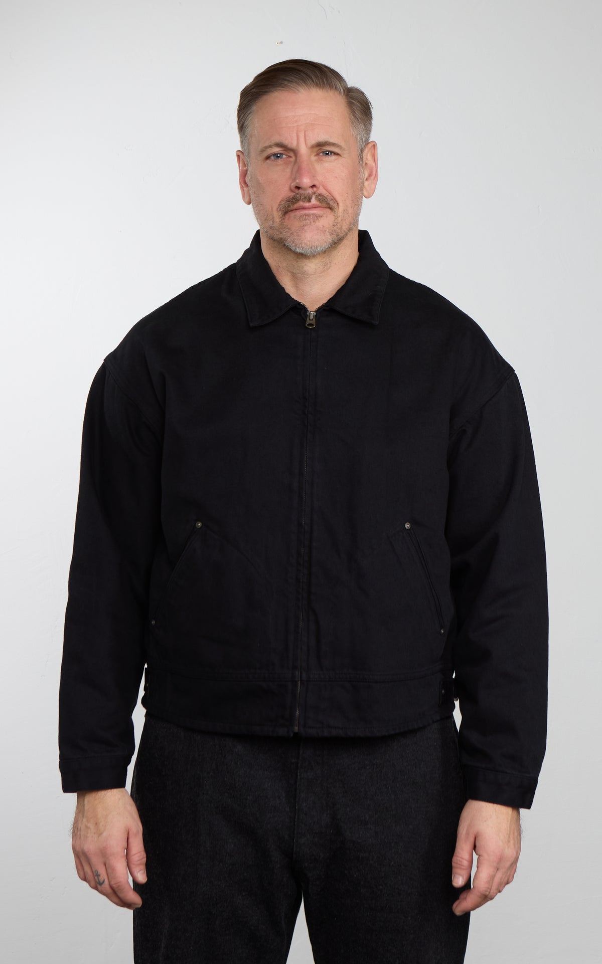 Kaptain Sunshine Dyed Denim Work Jacket Black