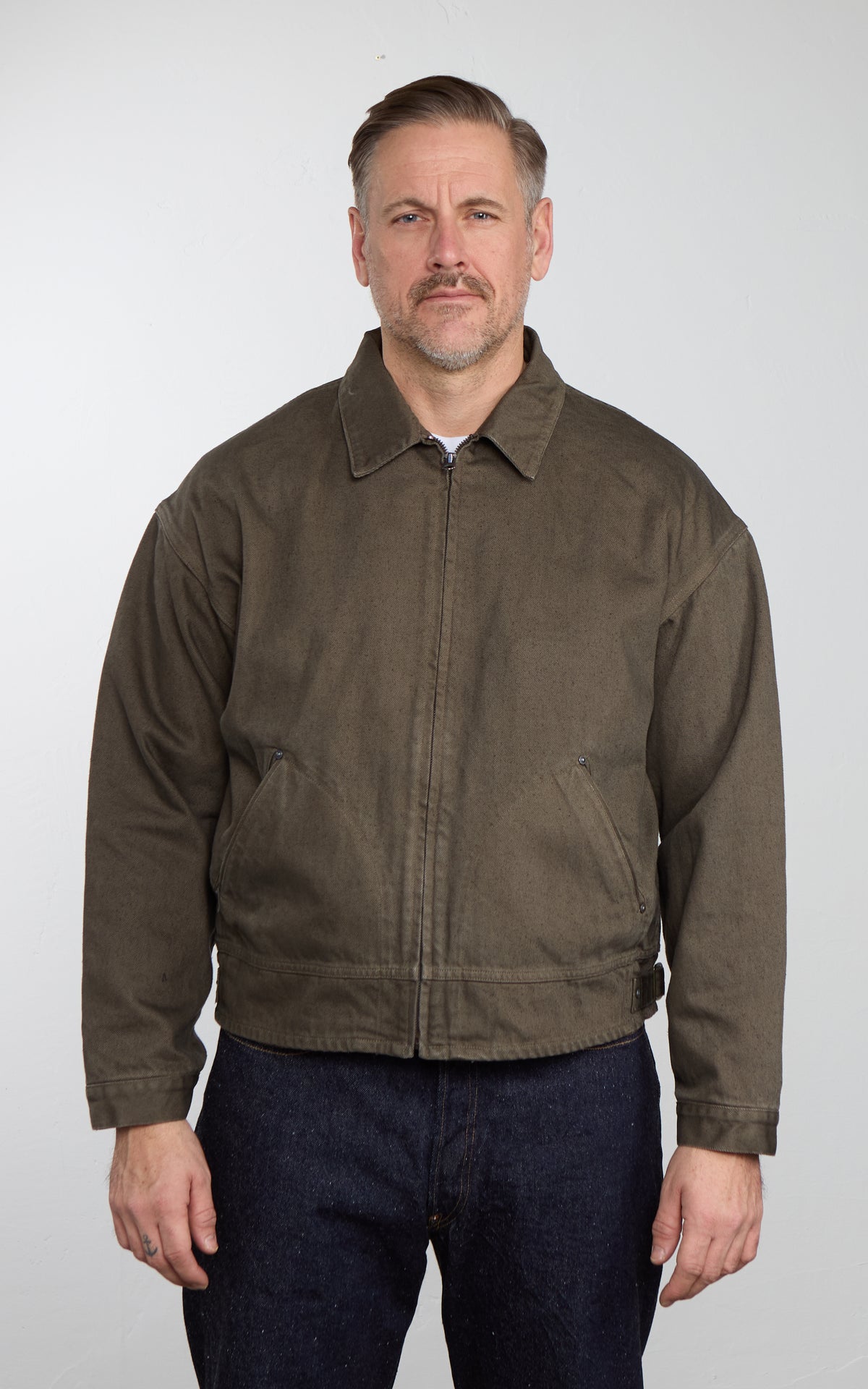Kaptain Sunshine Dyed Denim Work Jacket Cub Brown