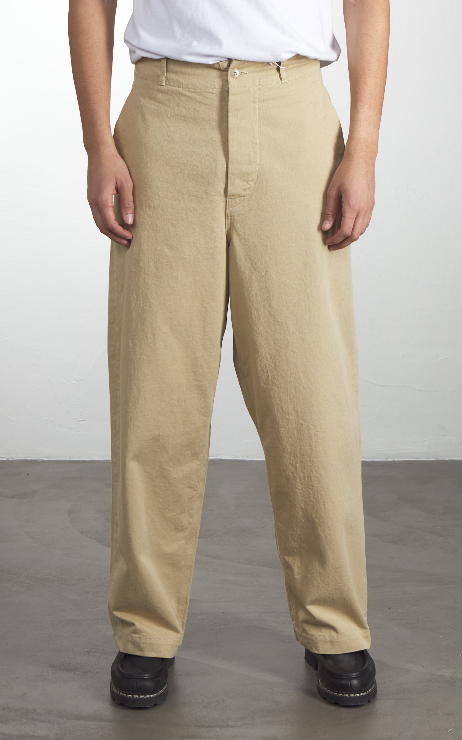 Kaptain Sunshine Cotton Drill Wide Pants Khaki