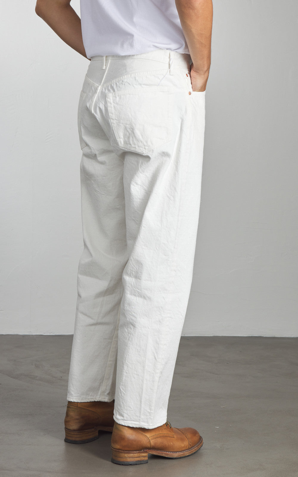 Kaptain Sunshine 5P Zipper Front Denim Pants One Wash White