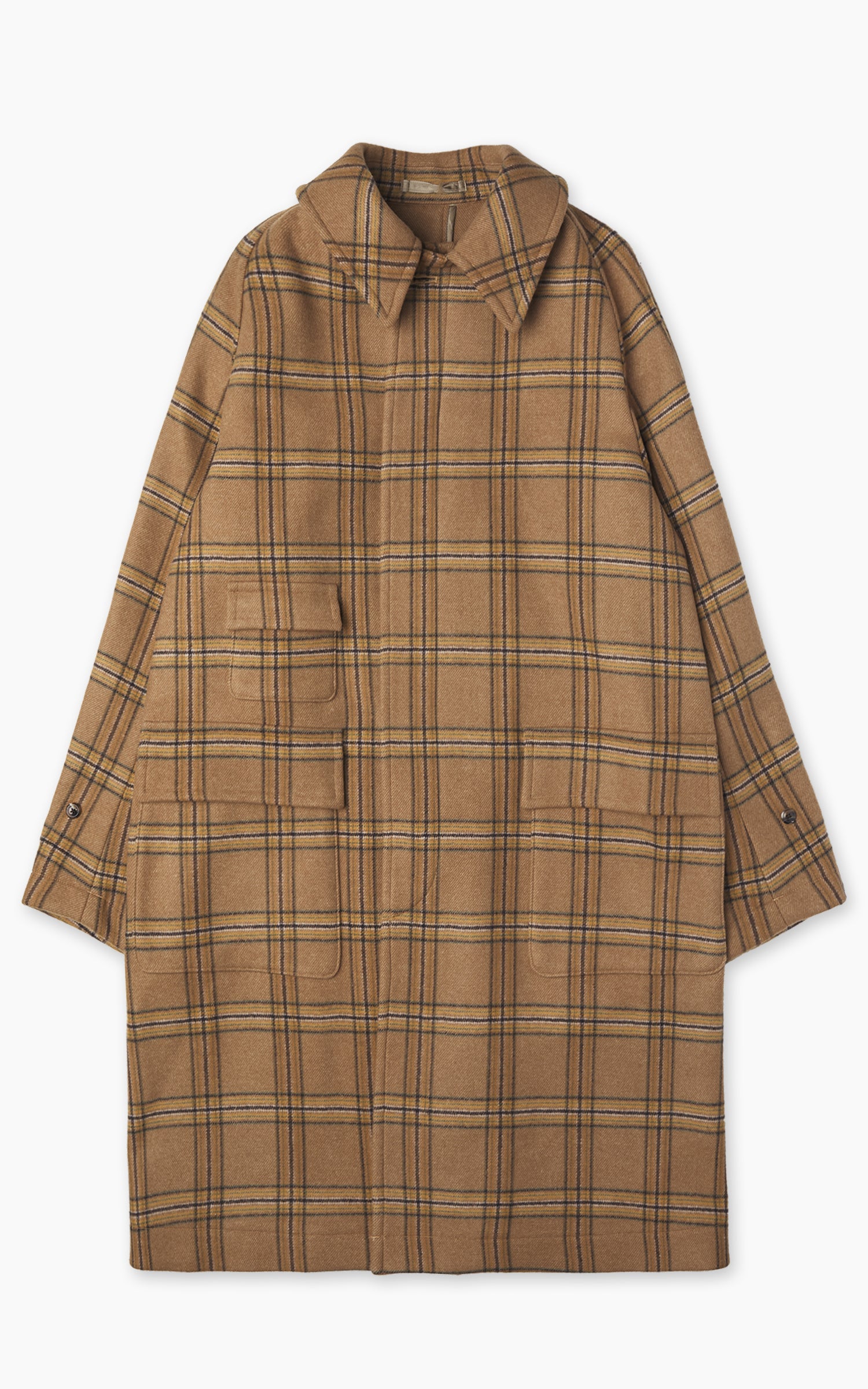 Kaptain Sunshine Traveller Coat Wool Plaid Beige