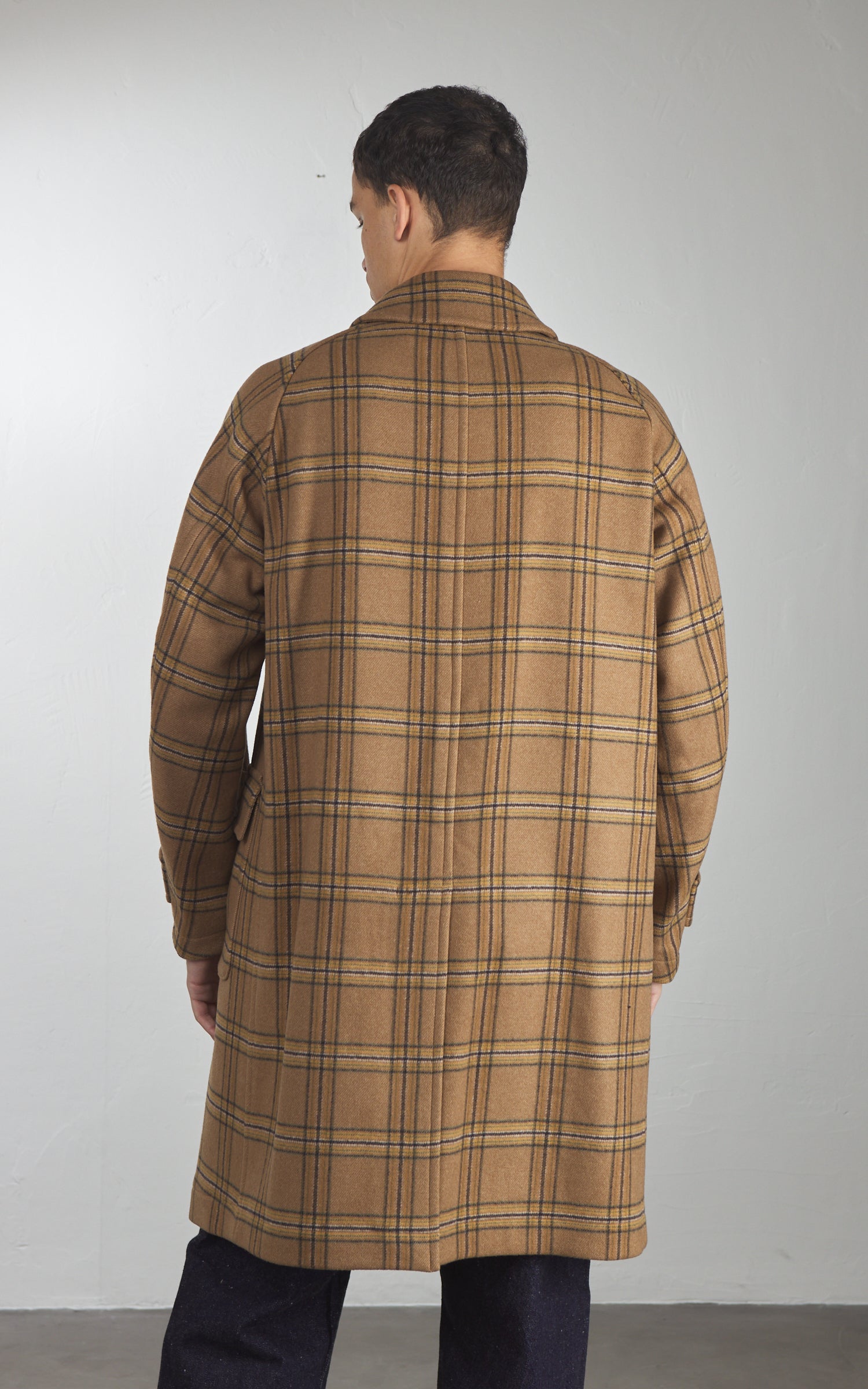 Kaptain Sunshine Traveller Coat Wool Plaid Beige