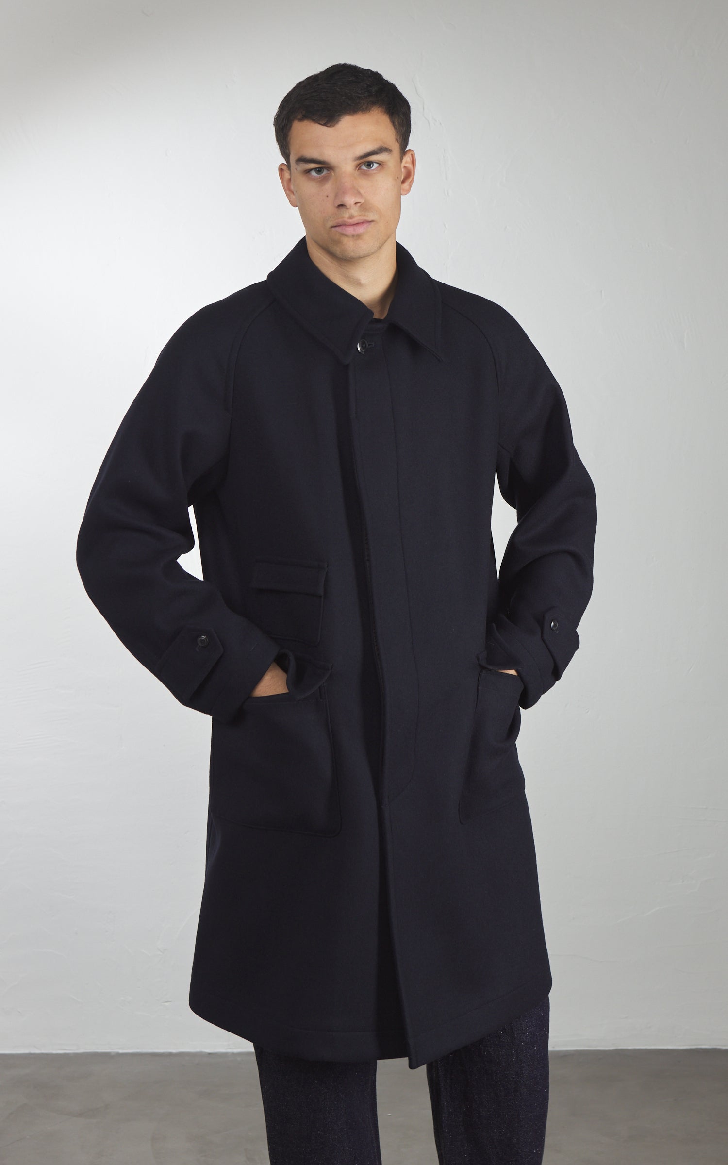 Kaptain Sunshine Traveller Coat Wool Top Navy