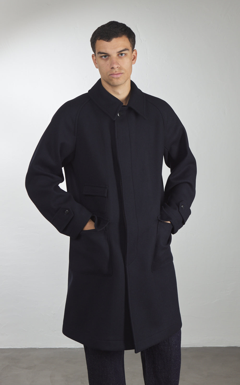 Kaptain Sunshine Traveller Coat Wool Top Navy