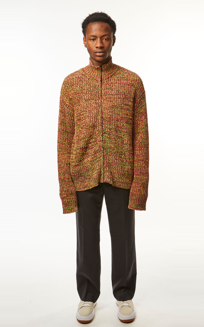 Marni Knit Cardigan Chenille Mix Color Burgundy