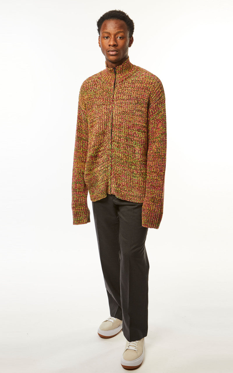 Marni Knit Cardigan Chenille Mix Color Burgundy