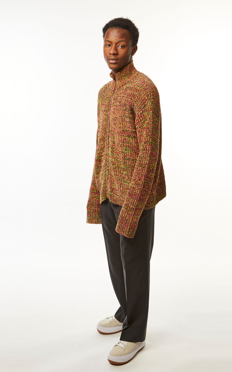 Marni Knit Cardigan Chenille Mix Color Burgundy