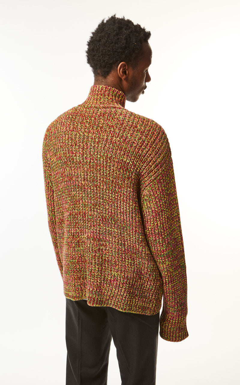 Marni Knit Cardigan Chenille Mix Color Burgundy