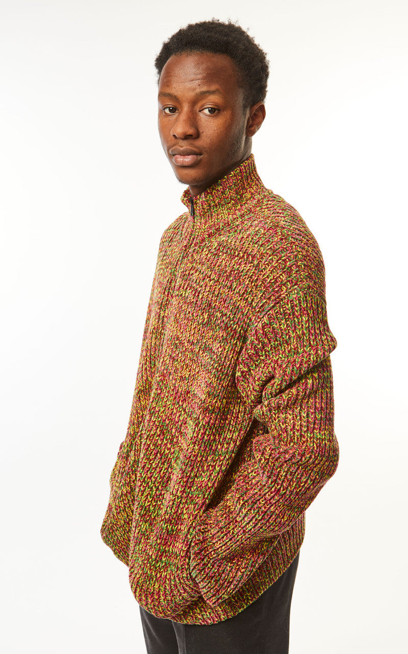 Marni Knit Cardigan Chenille Mix Color Burgundy