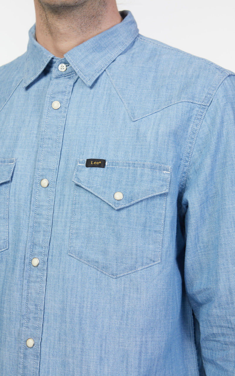 Lee Regular Western Shirt Chambray Navy