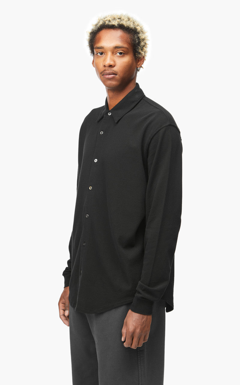 Lady White Co. Pique Button Down L/S Tee Black