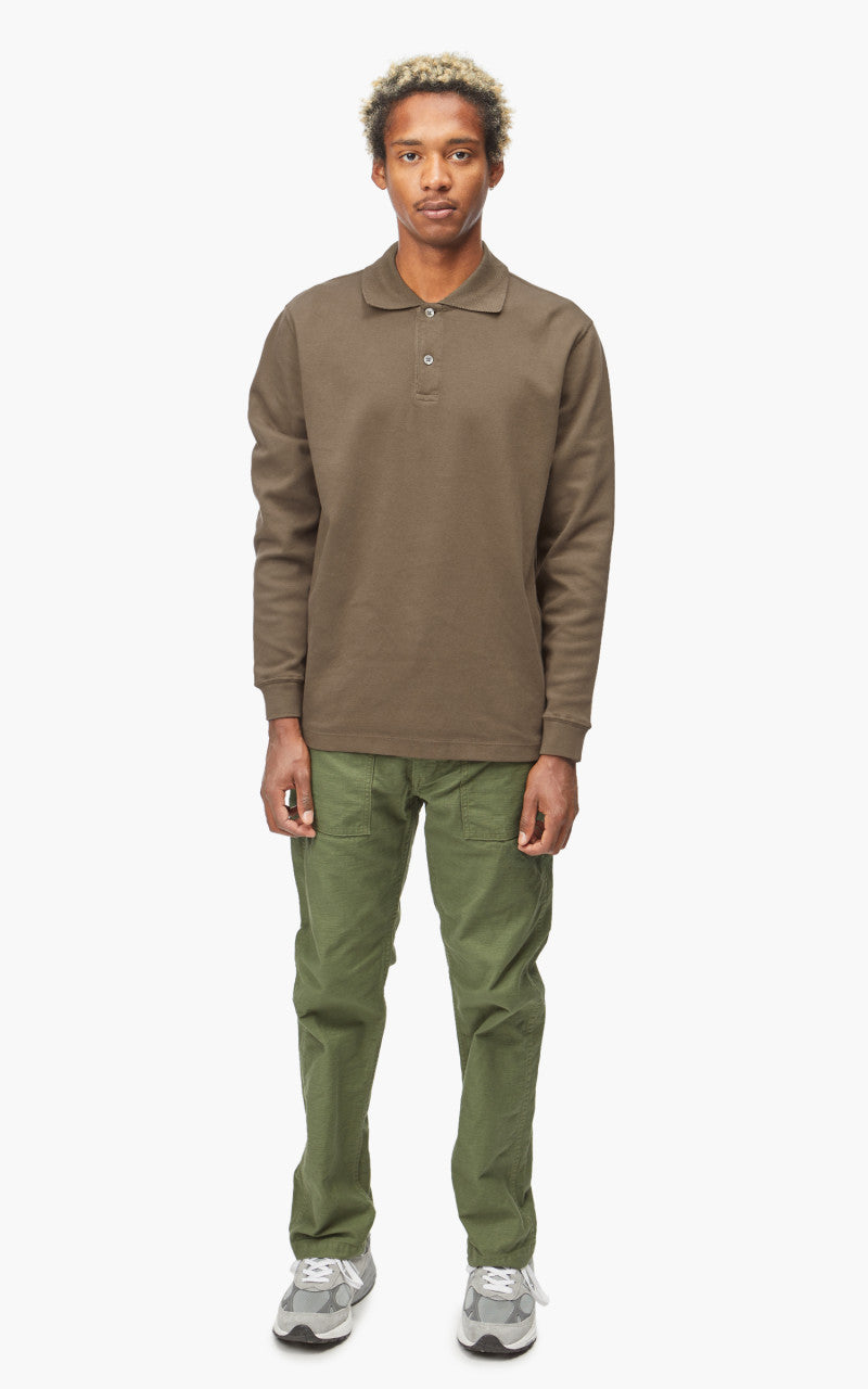 Lady White Co. Two Button Polo Longsleeve Dark Taupe