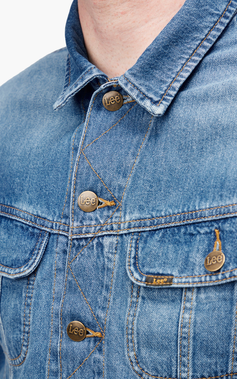 Lee Rider Jacket Blue Bird Mid Worn