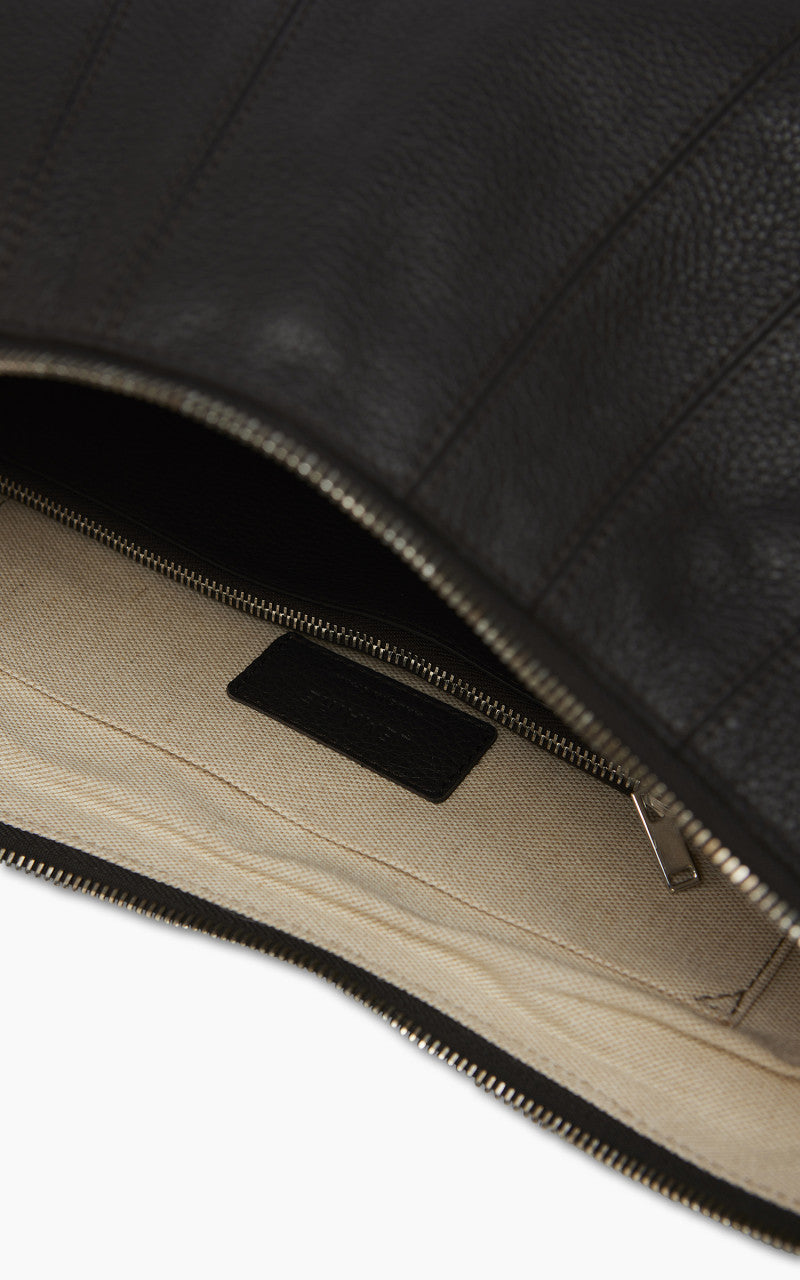 Lemaire Large Croissant Bag Grained Leather Dark Chocolate