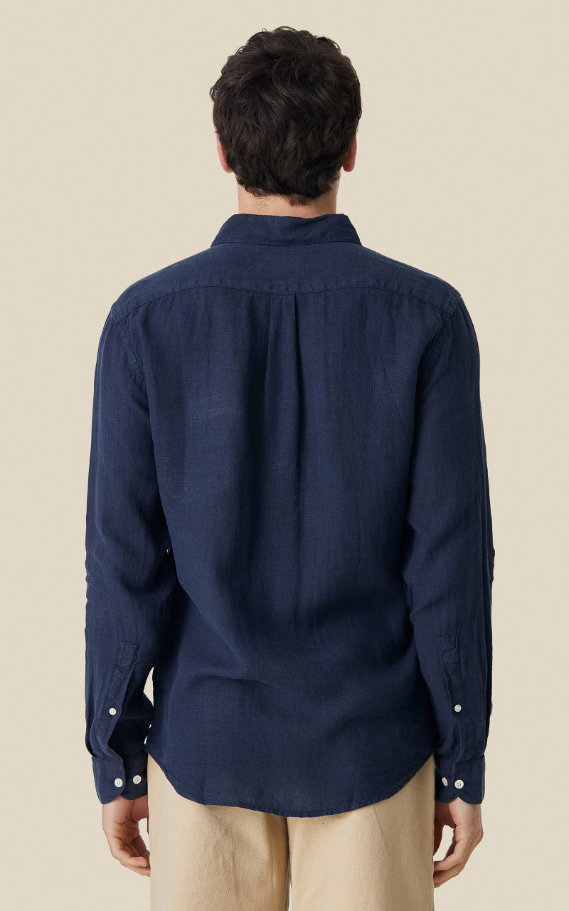 Portuguese Flannel Linen Shirt Navy