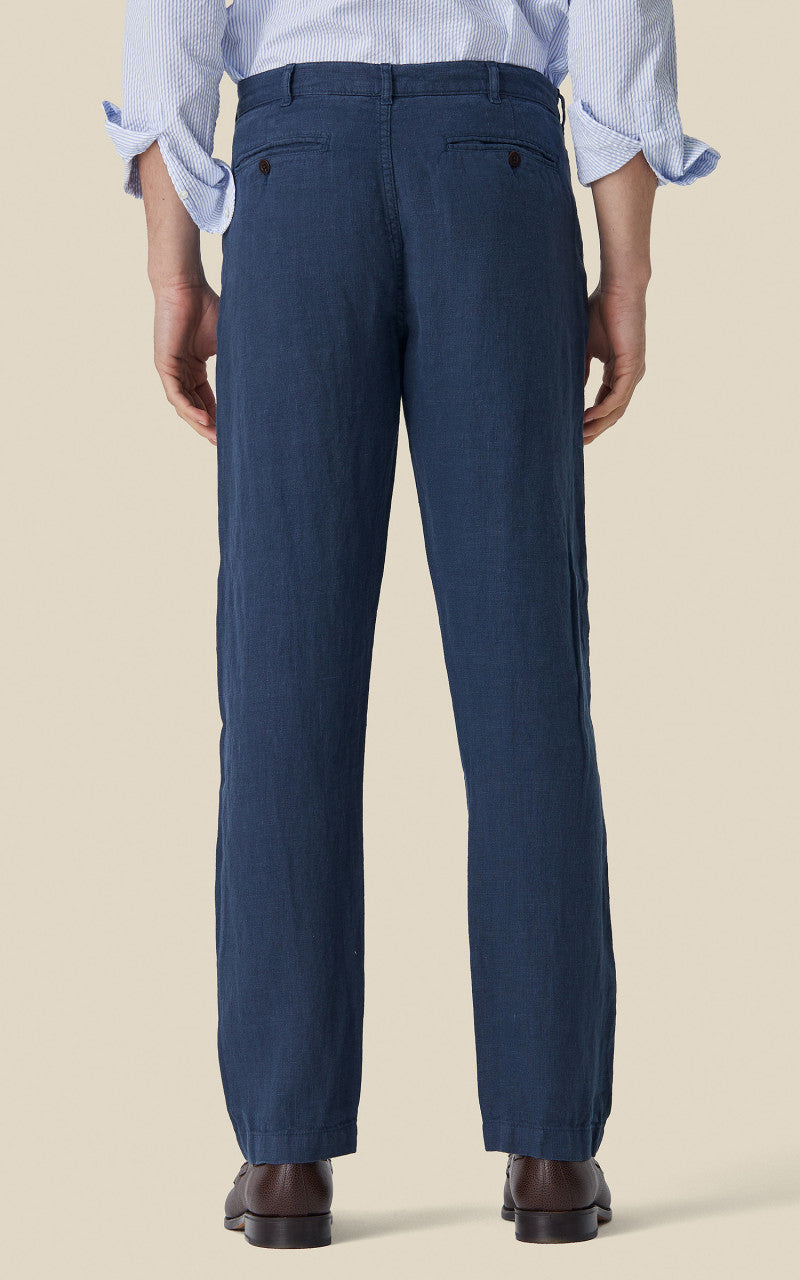 Portuguese Flannel Linen Trouser Navy