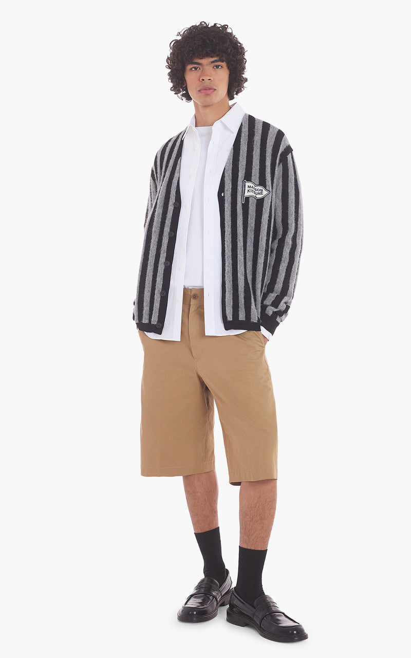 Maison Kitsuné Striped Comfort Cardigan Black/Stone Stripes