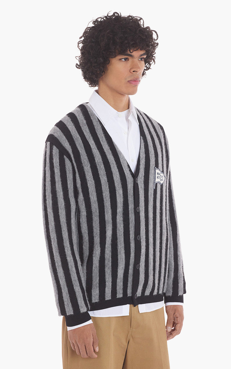 Maison Kitsuné Striped Comfort Cardigan Black/Stone Stripes