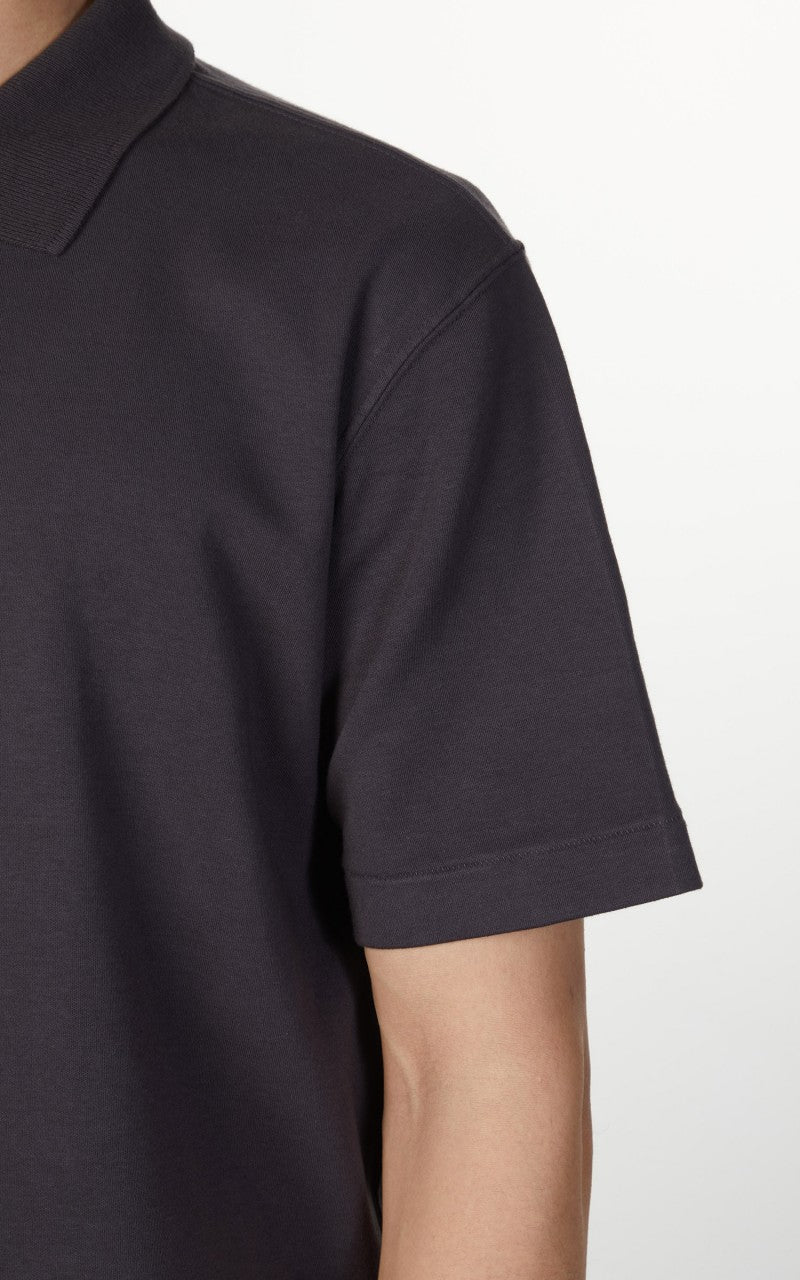 Lady White Co. Short Sleeve Placket Polo Tire Black