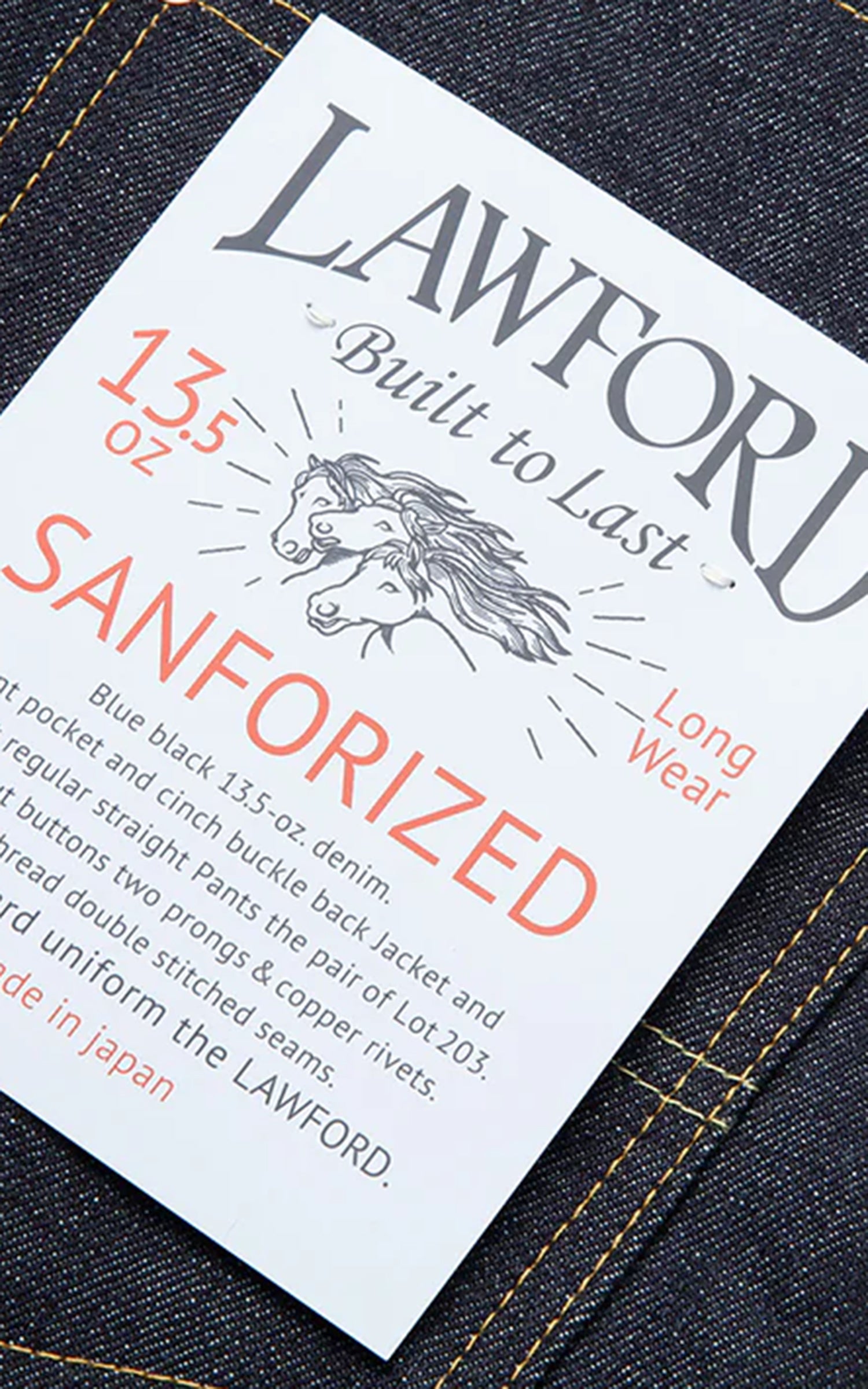 Lawford Lot.203 Five Pocket Denim Pants Indigo 13.5oz