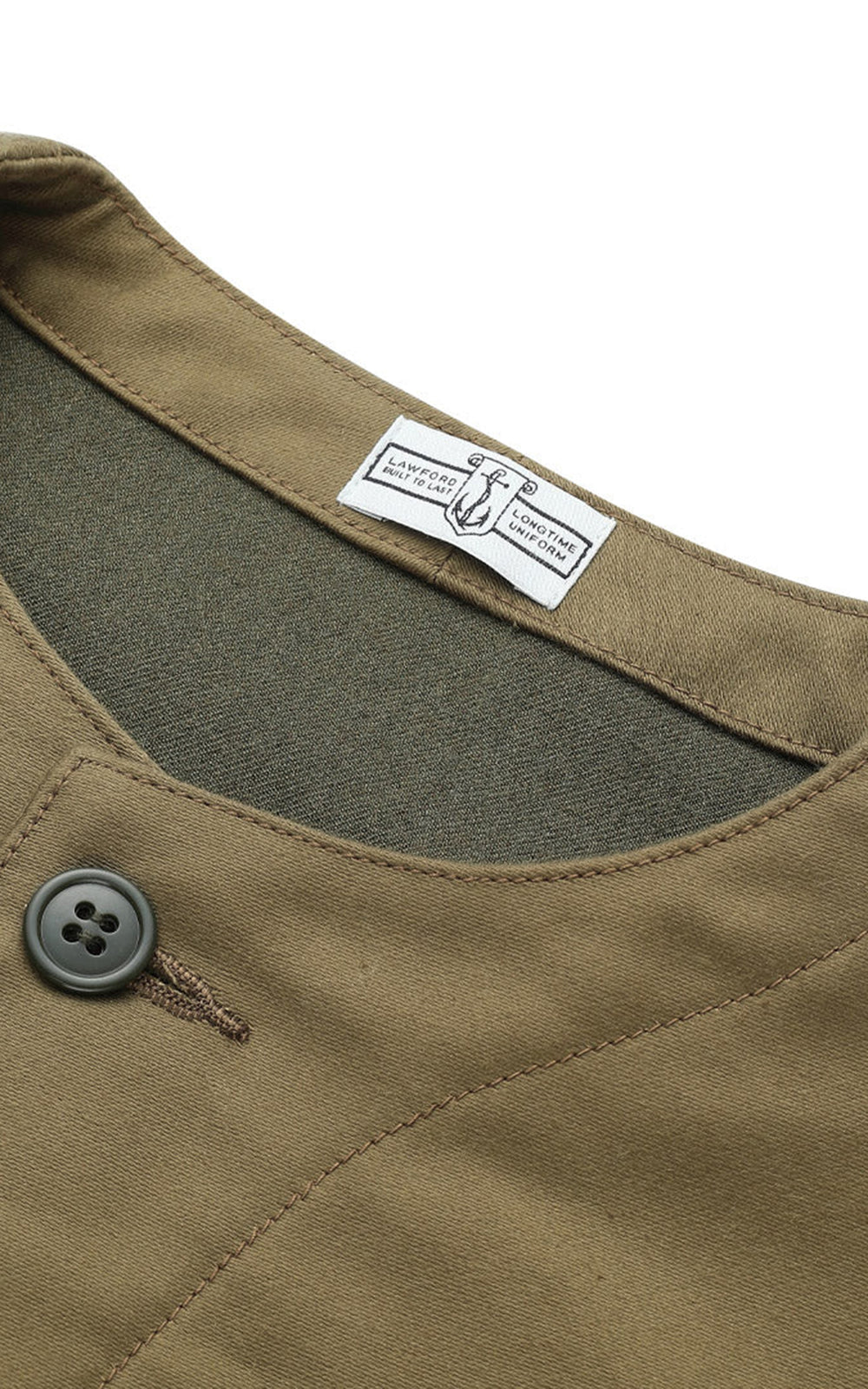 Lawford Lined Military Vest Moleskin Khaki