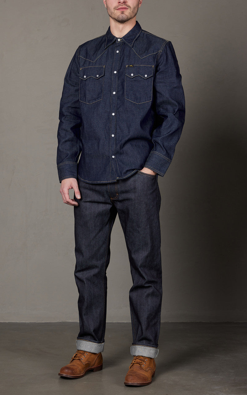 Lee 101 50s Western Shirt Dry Indigo 7.5oz