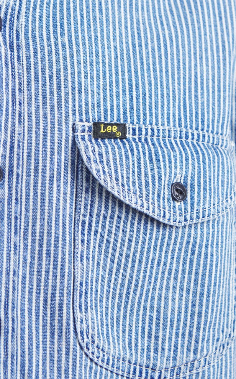 Lee 101 70s Shirt Washed Railroad Stripe Blue