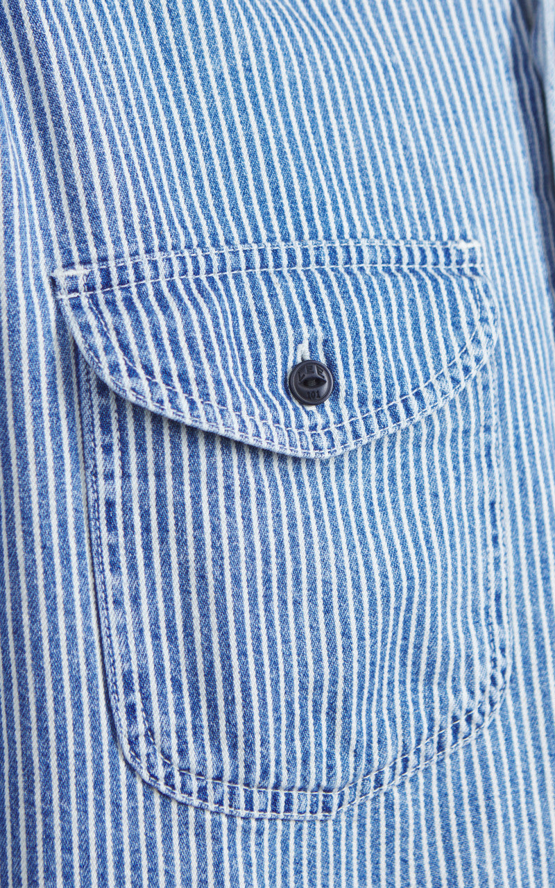 Lee 101 70s Shirt Washed Railroad Stripe Blue