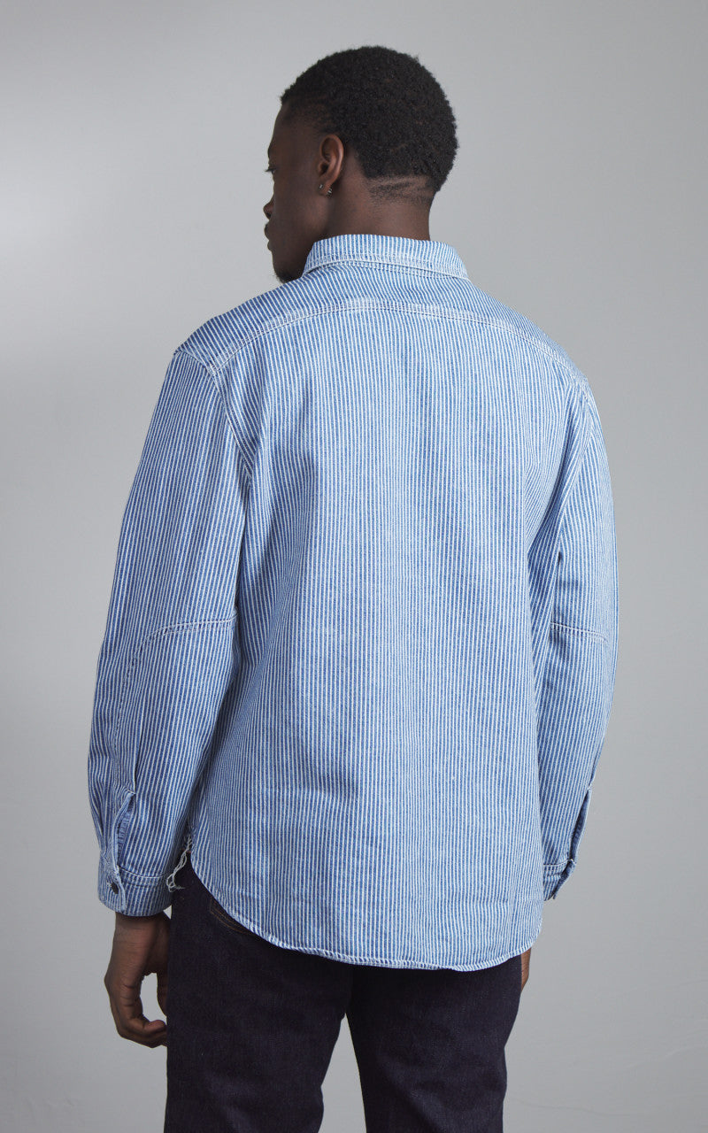 Lee 101 70s Shirt Washed Railroad Stripe Blue