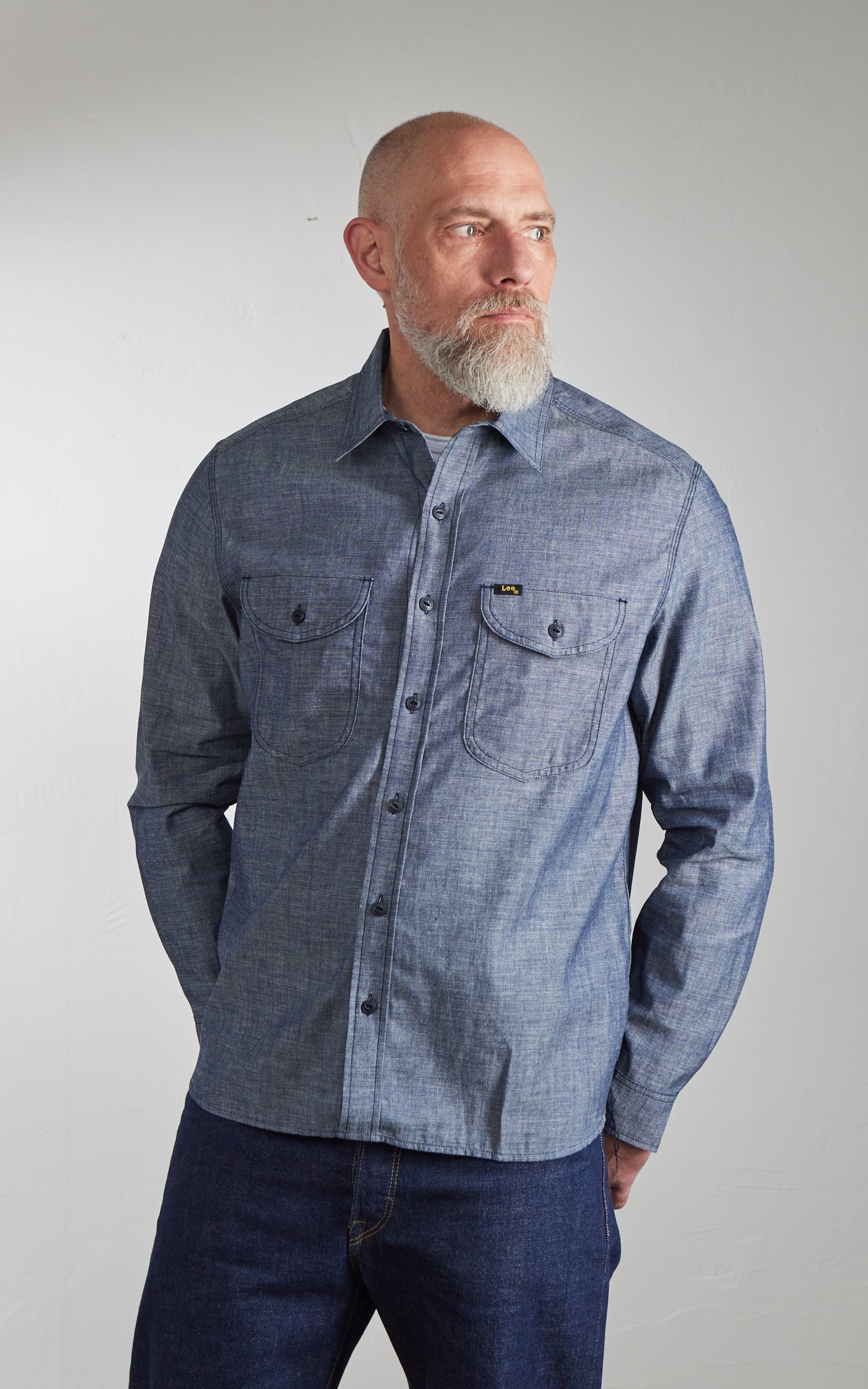 Lee 101 Heritage Workwear Shirt Dry Blue
