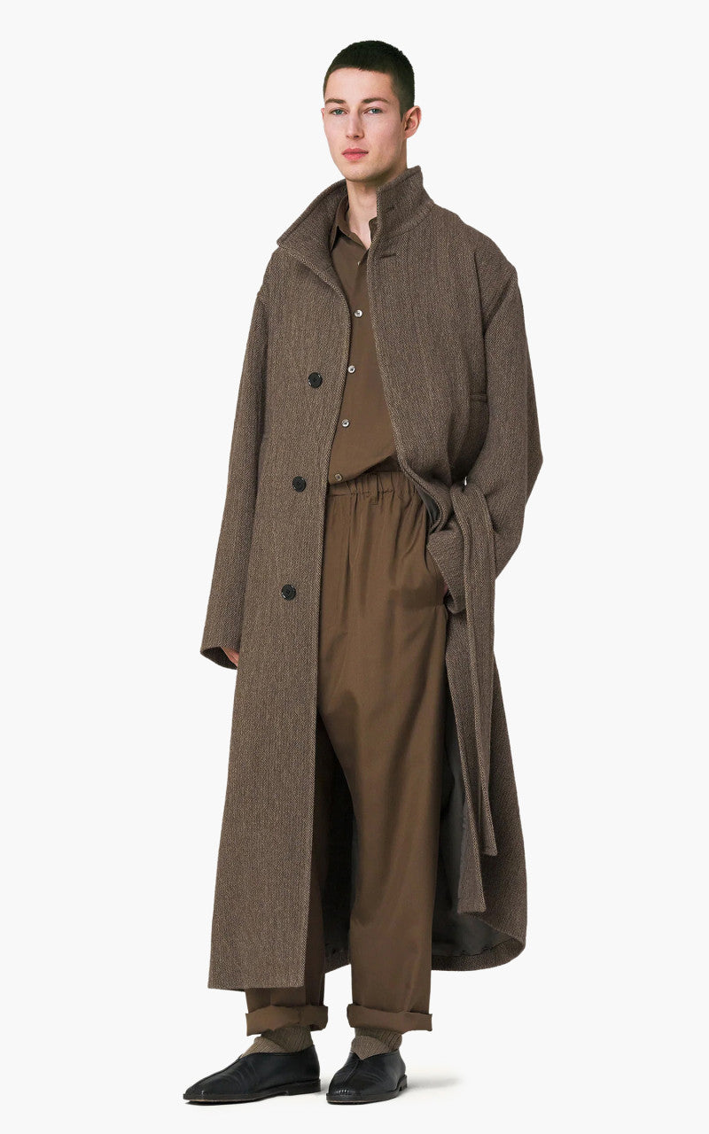 Lemaire Bathrobe Coat Herringbone Wool Alpaca Dark Brown/Beige