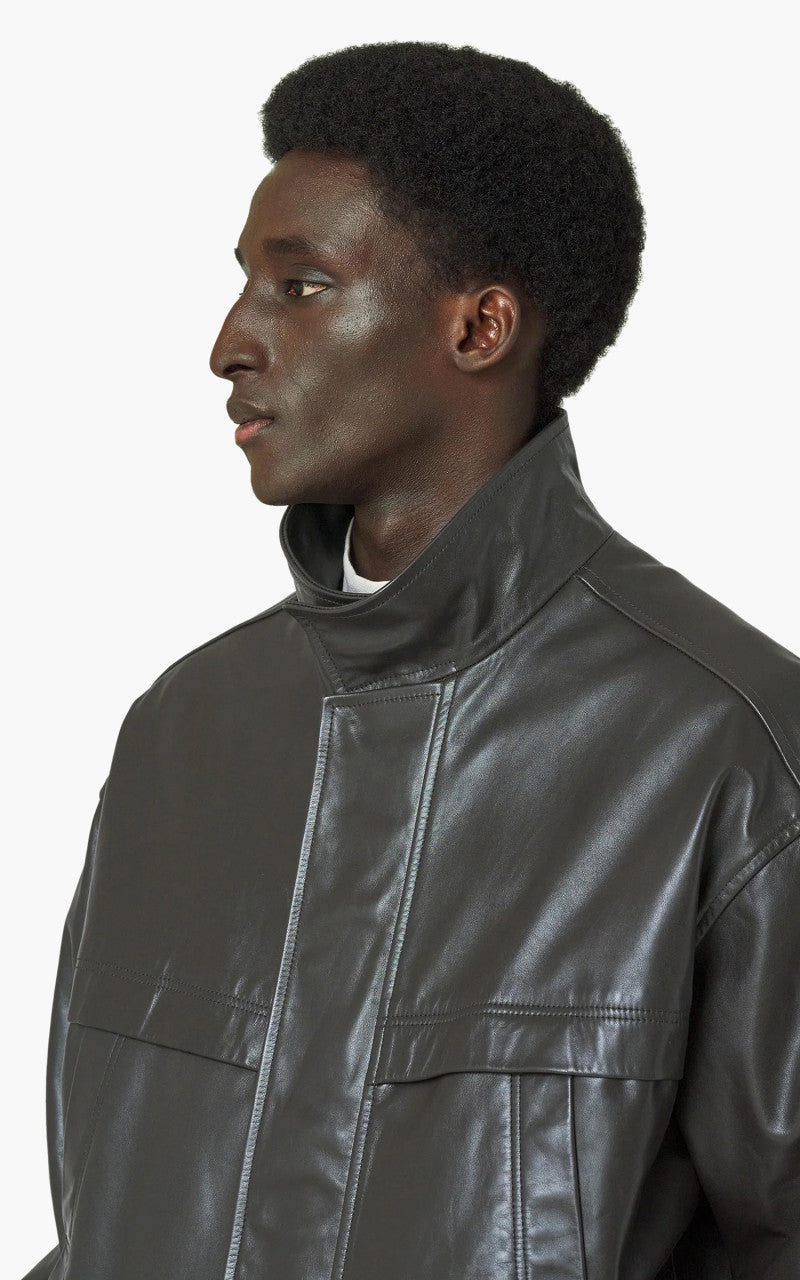 Lemaire Boxy Leather Blouson Dark Chocolate