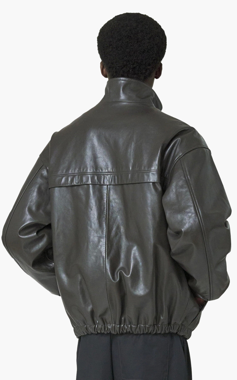Lemaire Boxy Leather Blouson Dark Chocolate