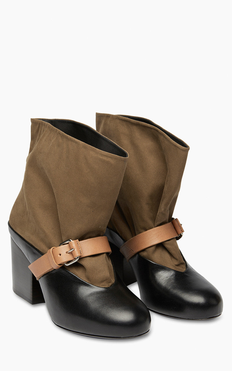 Lemaire Canvas Mid Boot Ochre Brown/Black/Cigar