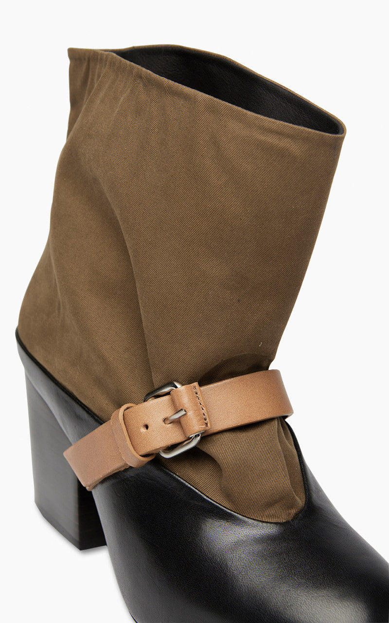 Lemaire Canvas Mid Boot Ochre Brown/Black/Cigar