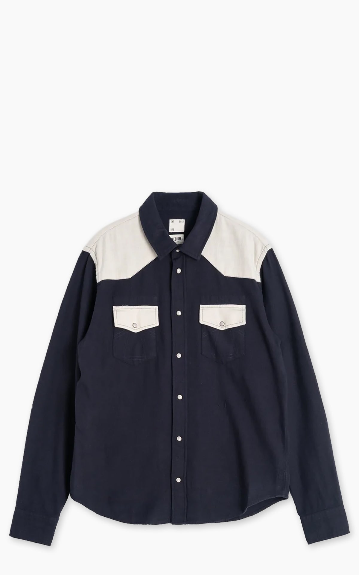 Eat Dust Western Shirt Slub Cotton Navy/Off White