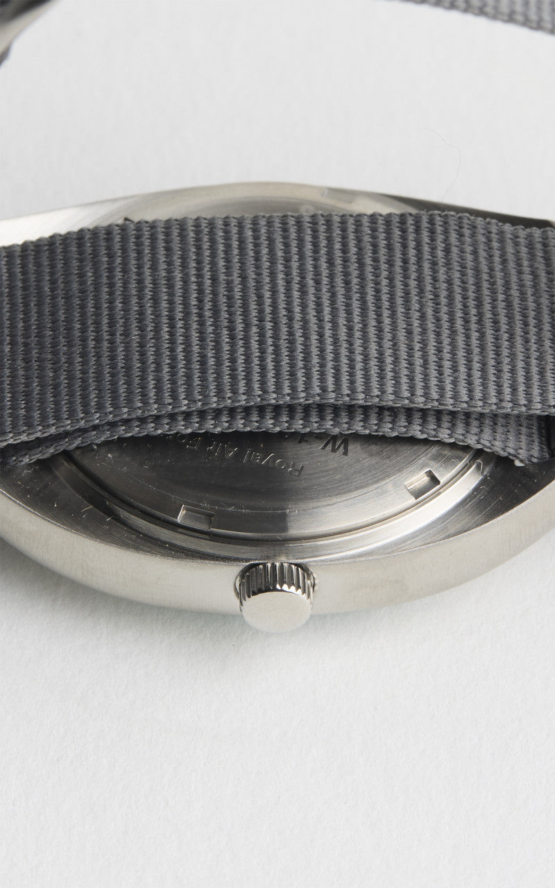 M.R.M.W. Royal Army H.S. W10 Air Force Watch Blue Dial Grey Nylon Strap