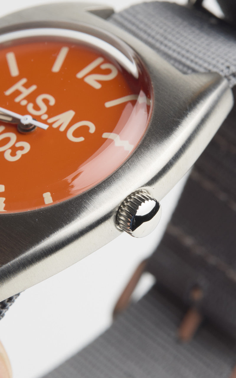 M.R.M.W. Royal Army H.S. W10 Air Force Watch Orange Dial Grey Nylon Strap