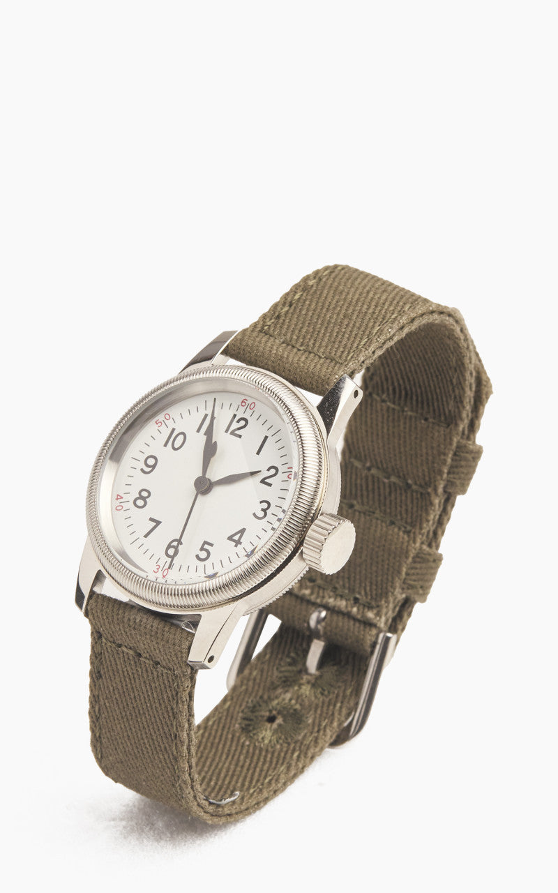 M.R.M.W. A-11 Military Watch 12H Dial Cotton Strap White