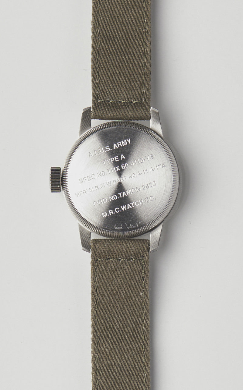 M.R.M.W. A-11 Military Watch 12H Dial Cotton Strap White
