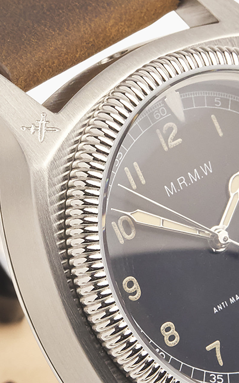 M.R.M.W. Majetek Big Turtle 3 Hands Leather Strap Black