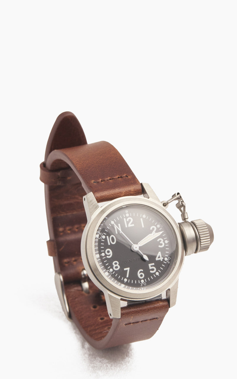 M.R.M.W. Buships Military Watch Leather Strap Black