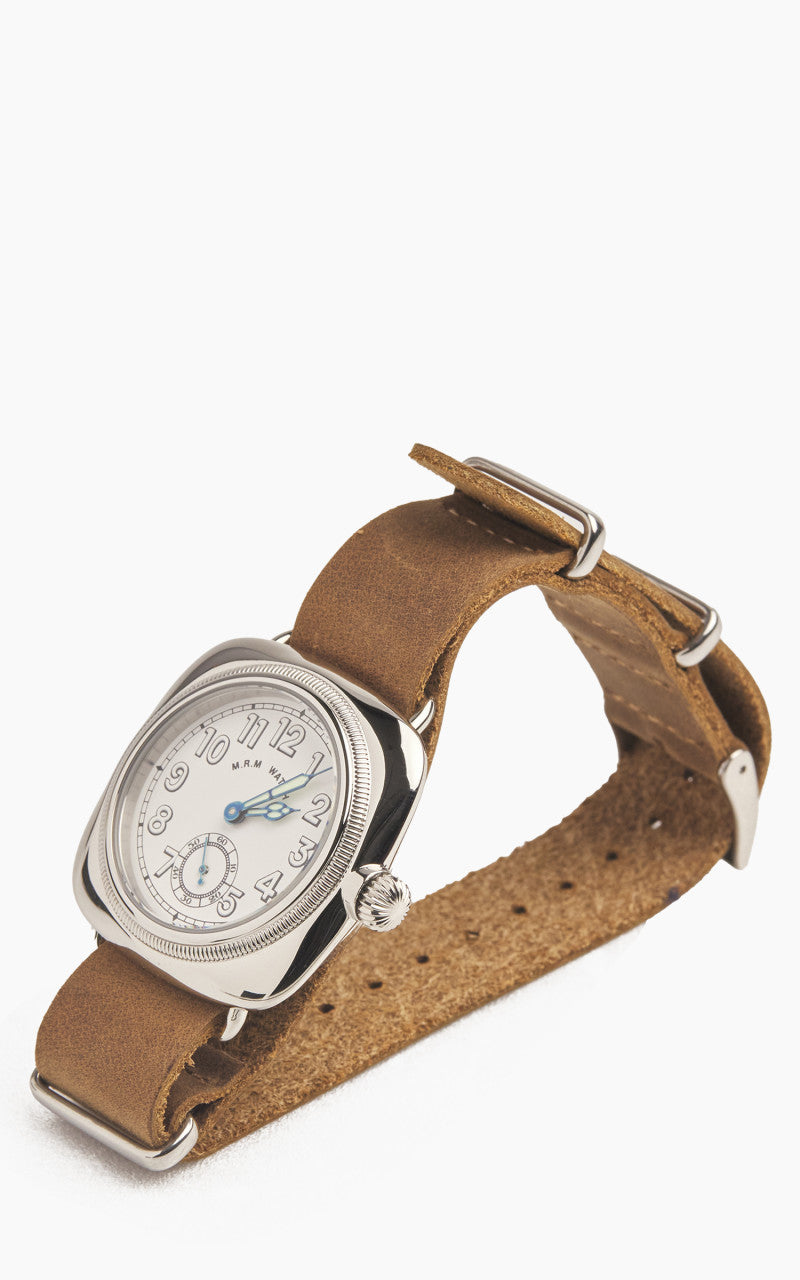 M.R.M.W. Cushion Military Watch Leather Strap White