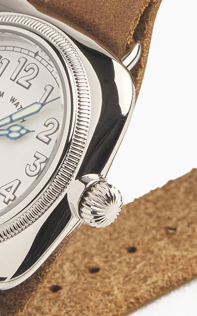 M.R.M.W. Cushion Military Watch Leather Strap White