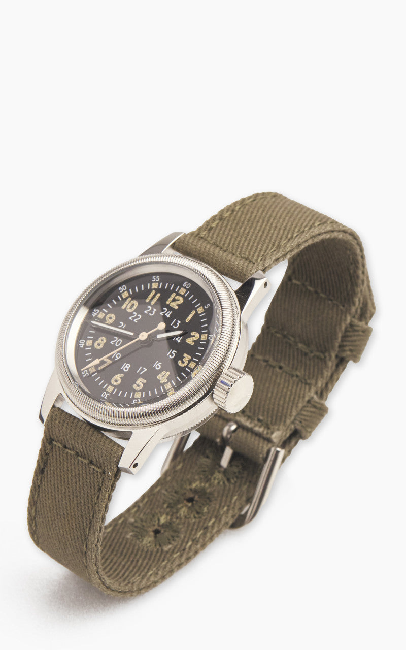 M.R.M.W. A-17 Vintage Military Watch Green Cotton Strap