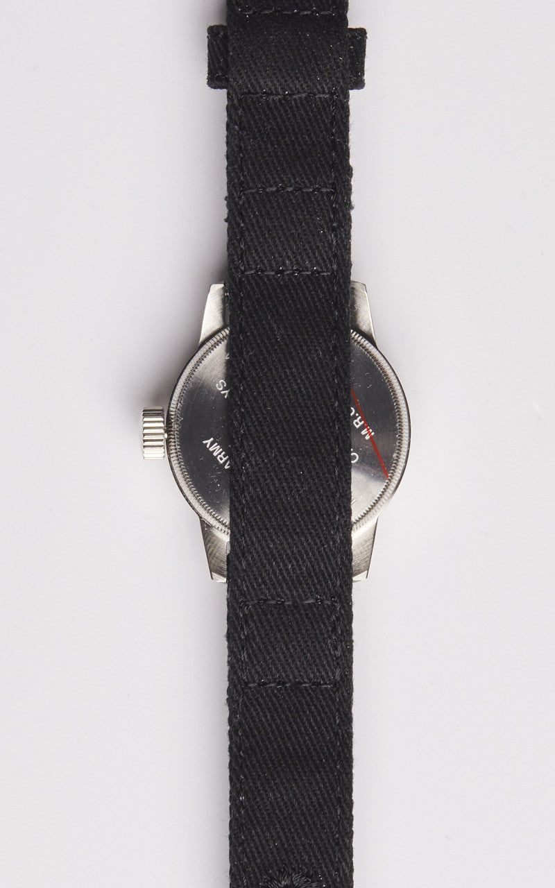 M.R.M.W. A-17 Vintage Military Watch Black Cotton Strap