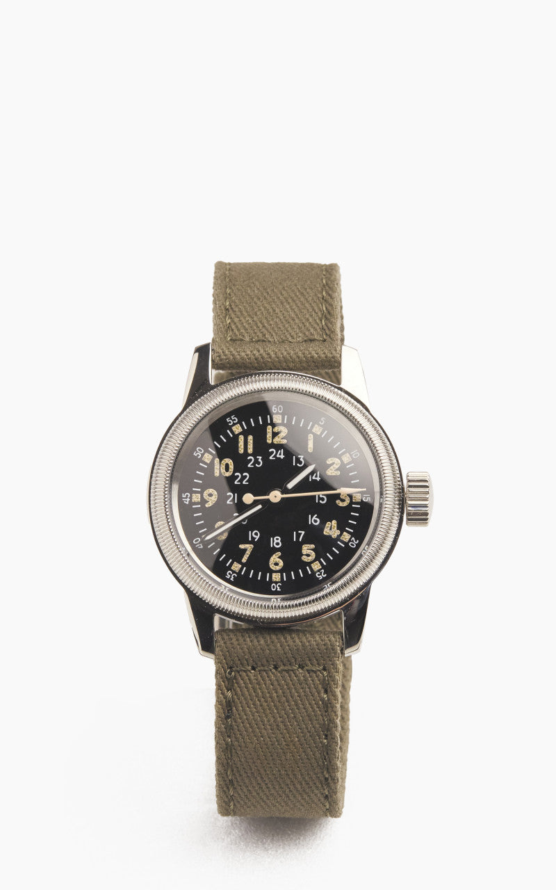 M.R.M.W. A-17 Vintage Military Watch Green Cotton Strap